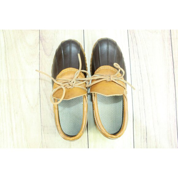 Vintage LL Bean Brown Leather Unlined Moccasin Hunting Duck Boots Size 7 M - Picture 7 of 10